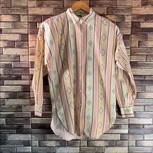 Vintage Womens Small Striped Multicolor Western Button Down Shirt